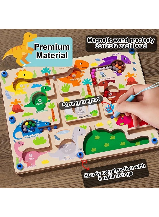 Slipps Magnetic Color and Number Maze, Montessori Wooden Toys Dinosaur Puzzle Board Magnet Maze Game Counting Matching Toy for Toddler Boys Girls 3 4 5 Years Old - Image 5