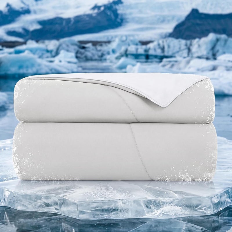 Topcee Cooling Comforter Queen Size - 90"x90" Cooling Blanket for Hot Sleepers Menopause Q-max 0.45 Double-Sided Cooling Design Everlasting Cold Touch Summer Ice Blanket for Night Sweats Athletes - Image 1