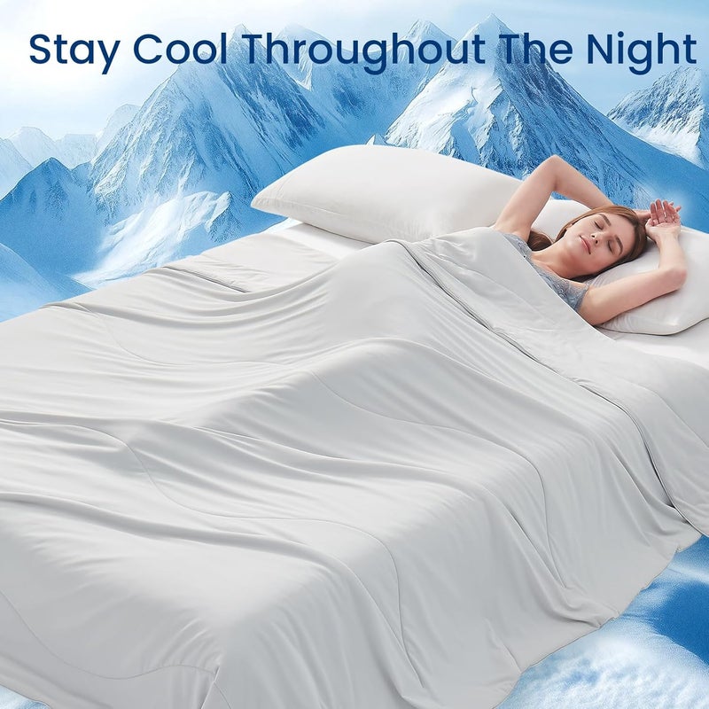 Topcee Cooling Comforter Queen Size - 90"x90" Cooling Blanket for Hot Sleepers Menopause Q-max 0.45 Double-Sided Cooling Design Everlasting Cold Touch Summer Ice Blanket for Night Sweats Athletes - Image 2
