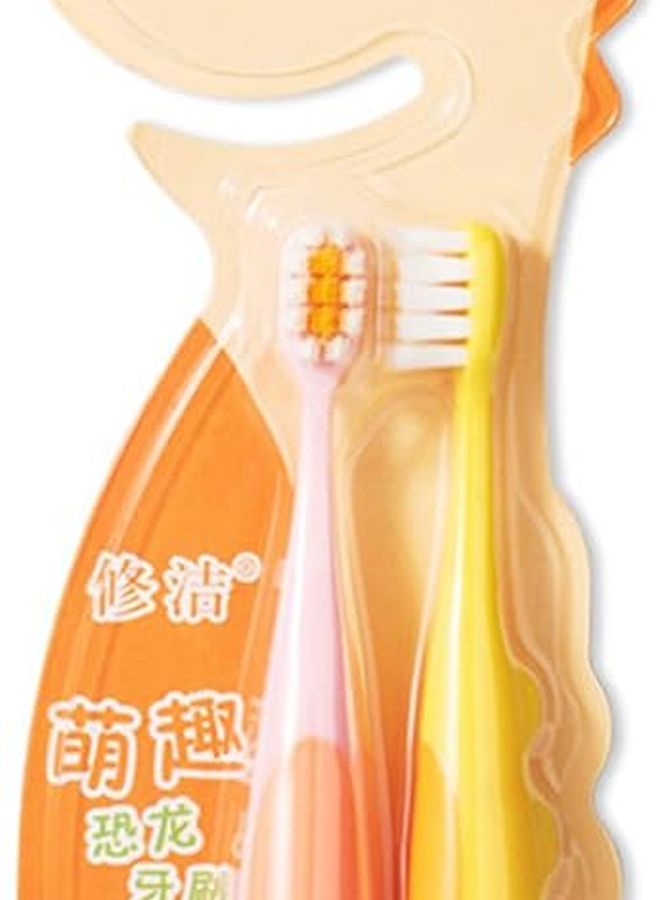 Dinosaur Toothbrush Set For Kids Soft Bristles Ergonomic Grip Fun Brushing Age 6 12 Color A - Image 1