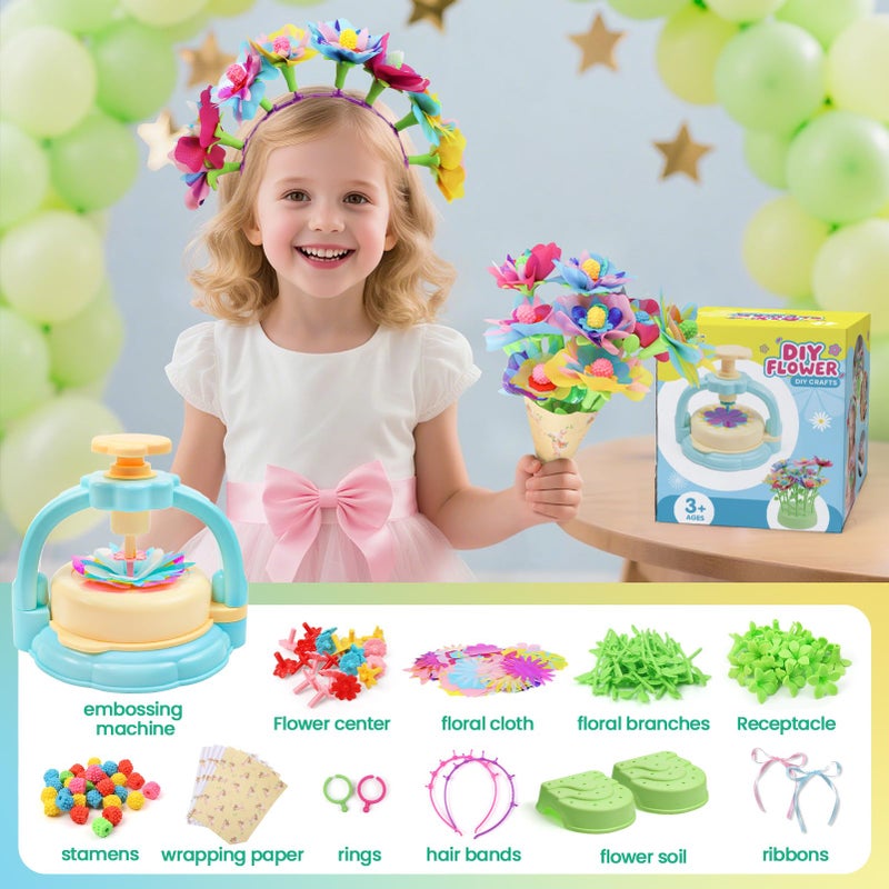 Gili Flower Craft Kit for Kids Ages 4-8 - DIY Fabric Bouquet Toy for Girls and Boys - No Glue Reusable STEM Gift - Make 32+ Flowers - Birthday Arts & Crafts Activity - Image 3