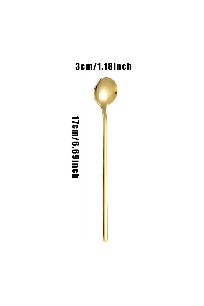 6.69 Inches Matte Gold Stainless Steel Iced Tea Spoons,Set Of 6 Cocktail Stirring Spoons,Long Handle Ice Teaspoons For Mixing,Coffee Stirrers,Ice Cream Spoon - Image 2