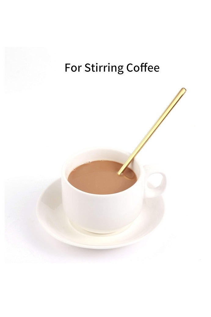 6.69 Inches Matte Gold Stainless Steel Iced Tea Spoons,Set Of 6 Cocktail Stirring Spoons,Long Handle Ice Teaspoons For Mixing,Coffee Stirrers,Ice Cream Spoon - Image 3