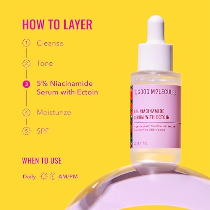 Good Molecules 5% Niacinamide Serum With Ectoin - Ultra Hydrating Serum to Target Enlarged Pores, and Acne - Moisturizing, Pore Minimizer for Face - Skin Care - Image 5