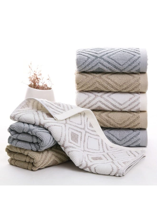Pidada Hand Towels Set Of 2 Diamond Pattern 100 Cotton Absorbent Soft Decorative Towel For Bathroom 13.4 X 29.5 Inch Beige Brown - Image 3