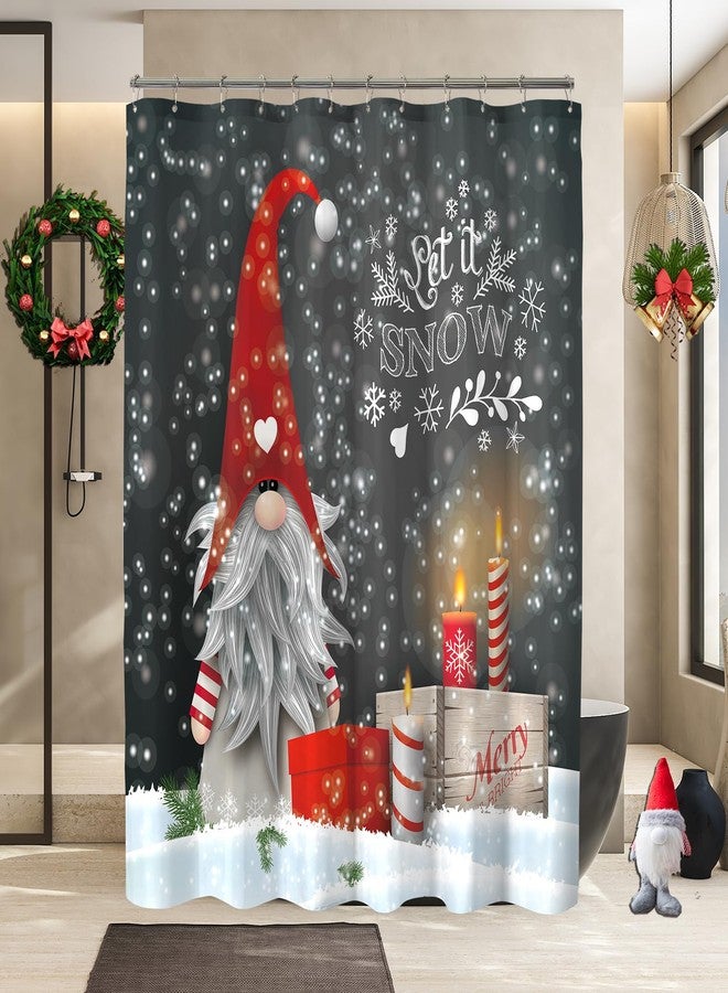 YOSTEV Christmas Gnome Shower Curtains for Bathroom Decor Cute Sprite Christmas Winter Xmas Holiday Fabric Cloth Bath Curtain 72x72 Inch - Image 2