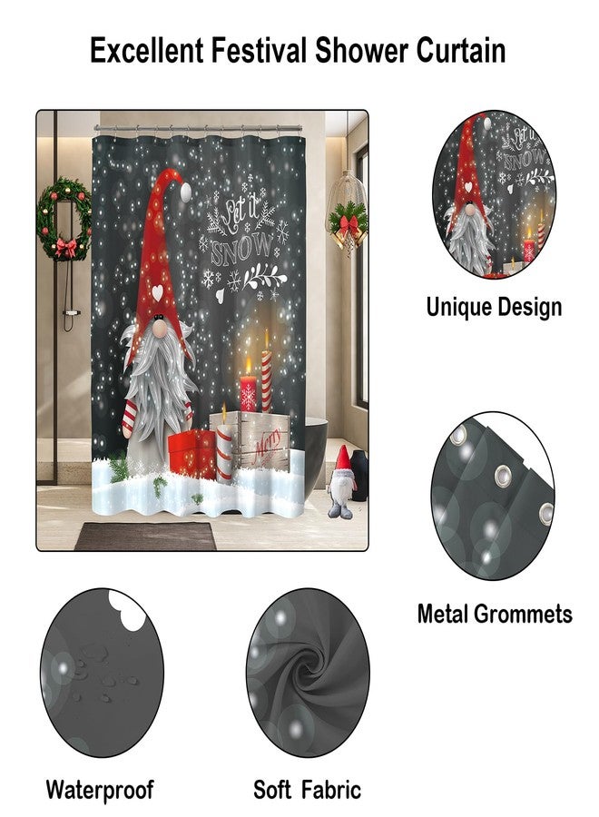 YOSTEV Christmas Gnome Shower Curtains for Bathroom Decor Cute Sprite Christmas Winter Xmas Holiday Fabric Cloth Bath Curtain 72x72 Inch - Image 3