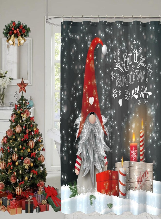 YOSTEV Christmas Gnome Shower Curtains for Bathroom Decor Cute Sprite Christmas Winter Xmas Holiday Fabric Cloth Bath Curtain 72x72 Inch - Image 1