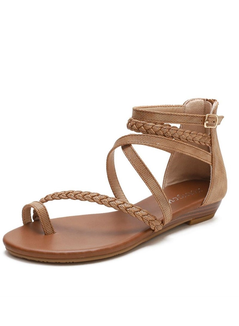 Loquat Casual And Versatile Flat Sandals 2CM Brown  - Image 1