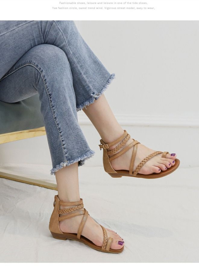 Loquat Casual And Versatile Flat Sandals 2CM Brown  - Image 2