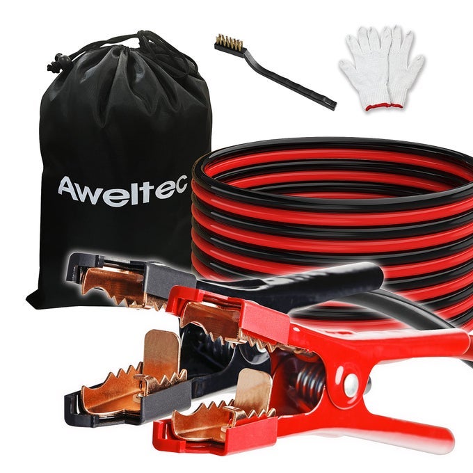 Jumper Cables 6 Gauge 20 Feet Battery Jumper Cables For Car 40 To 140 Heavy Duty Booster Cables With Carry Bag Safety Gloves And Iron Brush 6Awg X 20Ft