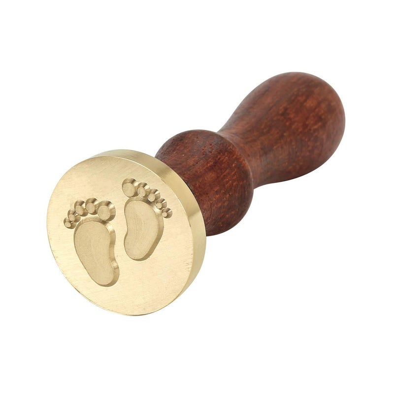 Yoption Baby Series Wax Seal Stamp, Yoption Baby Footprints Brass Head Wooden Handle Sealing Stamp for Baby Shower Party Invitation - Image 4