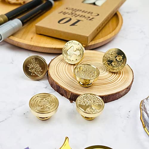 KKSUBCA Wax Seal Stamp Kit with Gift Box, 672 Pcs Wax Seal Beads, 4 Pcs Wax Stamps, 2 Pcs Wax Seal Molds, Sealing Wax Warmer, Spoon, Mat, Metallic Pens, Candles, Wax Seal Kit for Craft Gift - Image 2