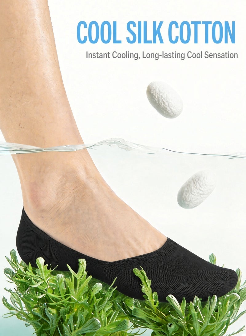 TeeRex Men's Invisible No Show Socks | Breathable Cotton Anti-Slip Pack of 5 Black Antibacterial Cooling Low Cut Socks - Image 4