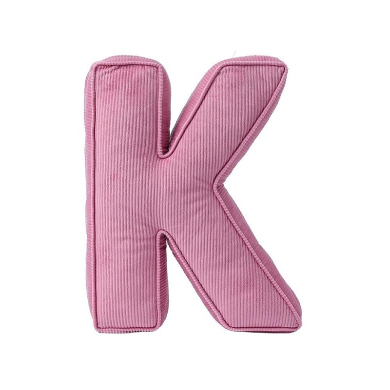 Shapeazy Pink Letter Plush Pillow, Letter Hugging Throw Pillows, Decorative Corduroy Initial Letter Shaped Throw Pillows, Letter Pillows English Alphabet A to Z for Sofa Bedroom Living Room Decor (K) - Image 1