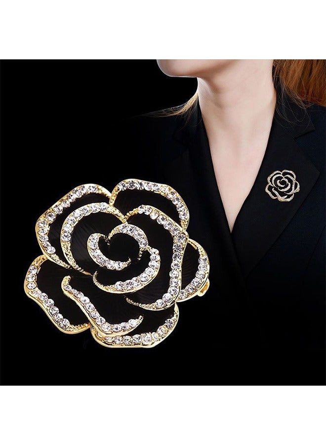 Flower Brooche, Anti Rust and Anti Fading Alloy Brooch Pins, Corsage Scarf Clip Women Girls (Black)  - Image 2