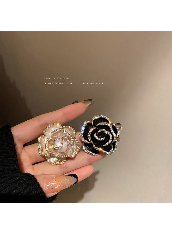 Flower Brooche, Anti Rust and Anti Fading Alloy Brooch Pins, Corsage Scarf Clip Women Girls (Black)  - Image 3