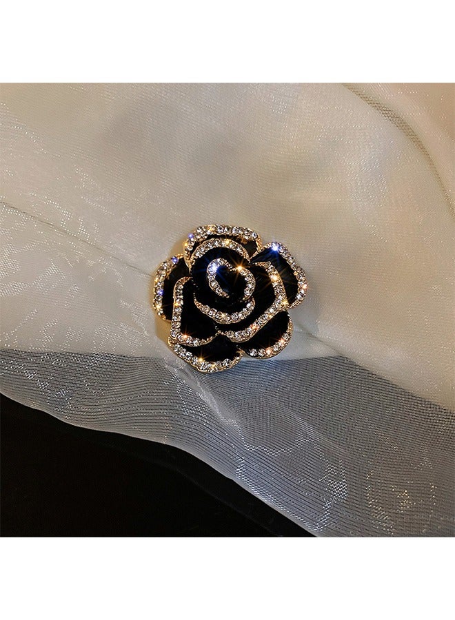 Flower Brooche, Anti Rust and Anti Fading Alloy Brooch Pins, Corsage Scarf Clip Women Girls (Black)  - Image 4