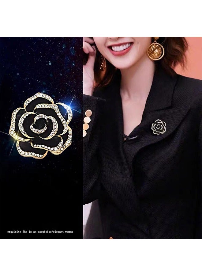 Flower Brooche, Anti Rust and Anti Fading Alloy Brooch Pins, Corsage Scarf Clip Women Girls (Black)  - Image 5