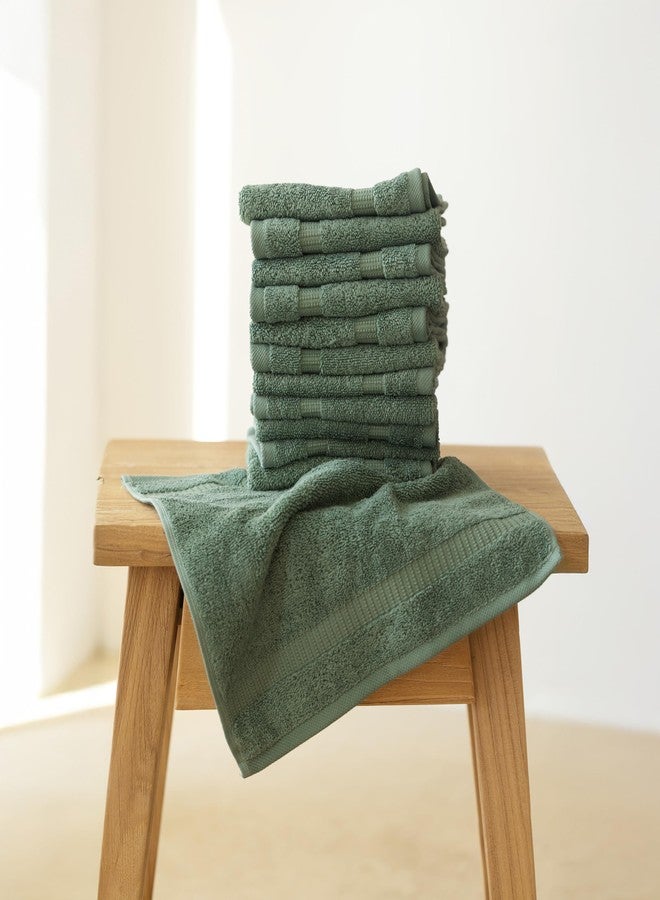 SALBAKOS 100% Turkish Cotton Washcloth Set of 12 13x13 inch | Heirloom Quality | Hotel & Spa Collection | Ultra Soft, Super Absorbent, Washcloth Towels | Made in Turkey (Green, 12 Washcloths) - Image 3