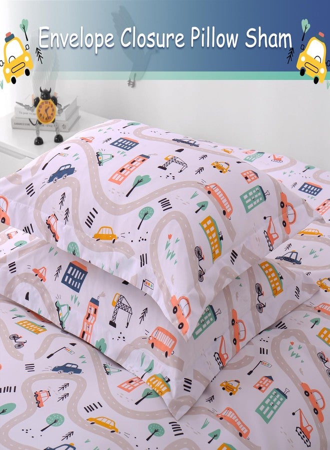 JSD Cars Kids Duvet Cover Set Full Size, 3 Piece Soft Printed Microfiber Comforter Cover with Pillow Sham Zipper Closure, Comforter Not Included - Image 3