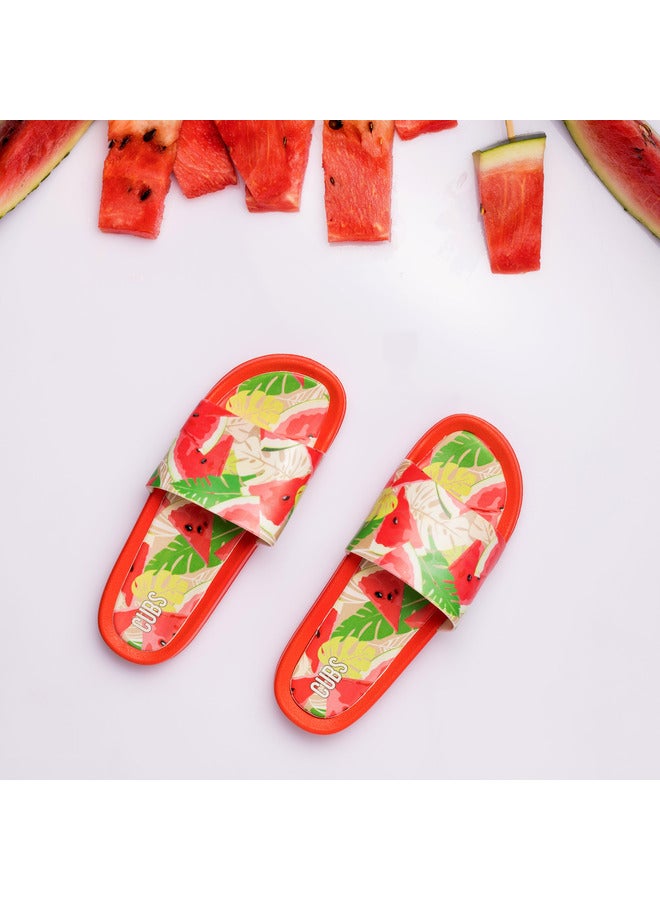 CUBS Watermelon Print Everyday Wear Eco-Friendly Pvc Slides For Kids Lightweight Easy To Wash And Anti-Slip Soles - Image 3