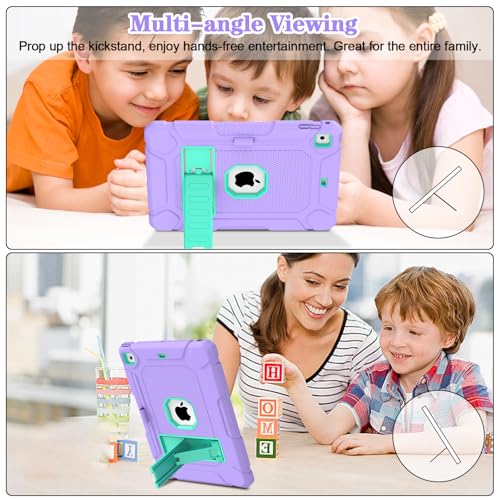 LTROP Case for iPad 6th/ 5th Generation & iPad Air 2, Slim Protective 9.7 Inch iPad Case with Pen Holder and Kickstand, Purple/Green - Image 4