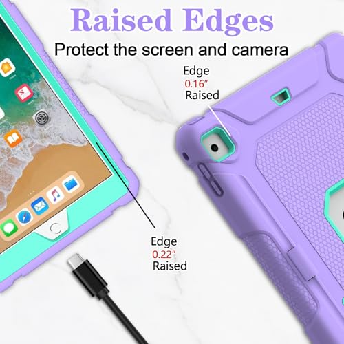 LTROP Case for iPad 6th/ 5th Generation & iPad Air 2, Slim Protective 9.7 Inch iPad Case with Pen Holder and Kickstand, Purple/Green - Image 5