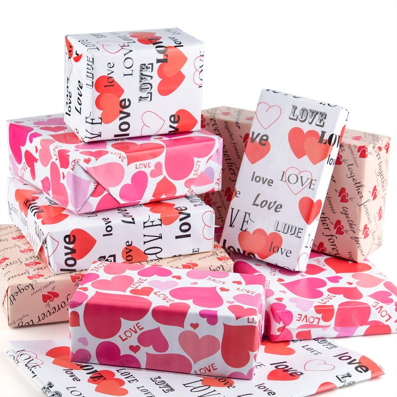 TUPARKA 6 Pcs Heart Wrapping Paper Printed Patterned Tissue Valentines Gift Wrap Red Tissue Paper for Gift Wrap Supply(50 * 70CM) - Image 2
