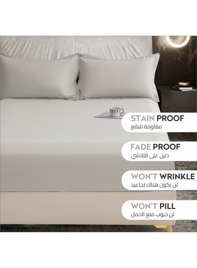 Donetella Bedding Fitted Sheet - Fits 180x200 Cm For King Bed - 3 Pcs (1 Fitted Sheet and 2 Pillowcases) - 35 Cm Deep Pocket - Solid Bed Sheet - Image 4