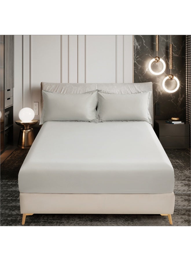 Donetella Bedding Fitted Sheet - Fits 180x200 Cm For King Bed - 3 Pcs (1 Fitted Sheet and 2 Pillowcases) - 35 Cm Deep Pocket - Solid Bed Sheet - Image 1