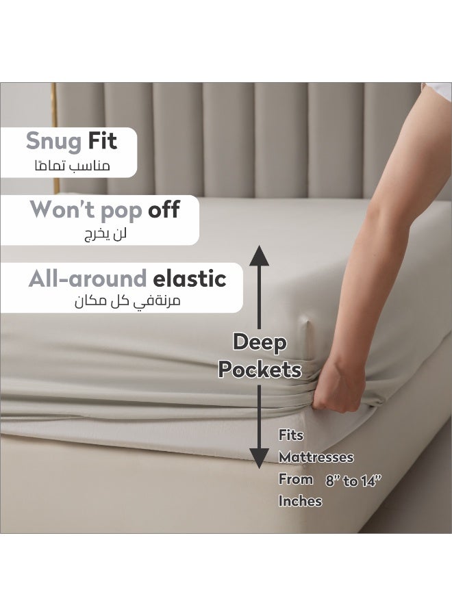 Donetella Bedding Fitted Sheet - Fits 180x200 Cm For King Bed - 3 Pcs (1 Fitted Sheet and 2 Pillowcases) - 35 Cm Deep Pocket - Solid Bed Sheet - Image 2