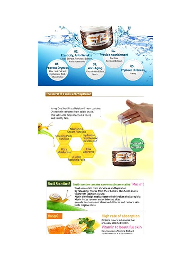 Nella Snail Cream, Snail and Honey Extract, Ultra Moisture, Anti-Wrinkle, Snail Extract 2000 mg, Korean Beauty, 100 ml - Image 3