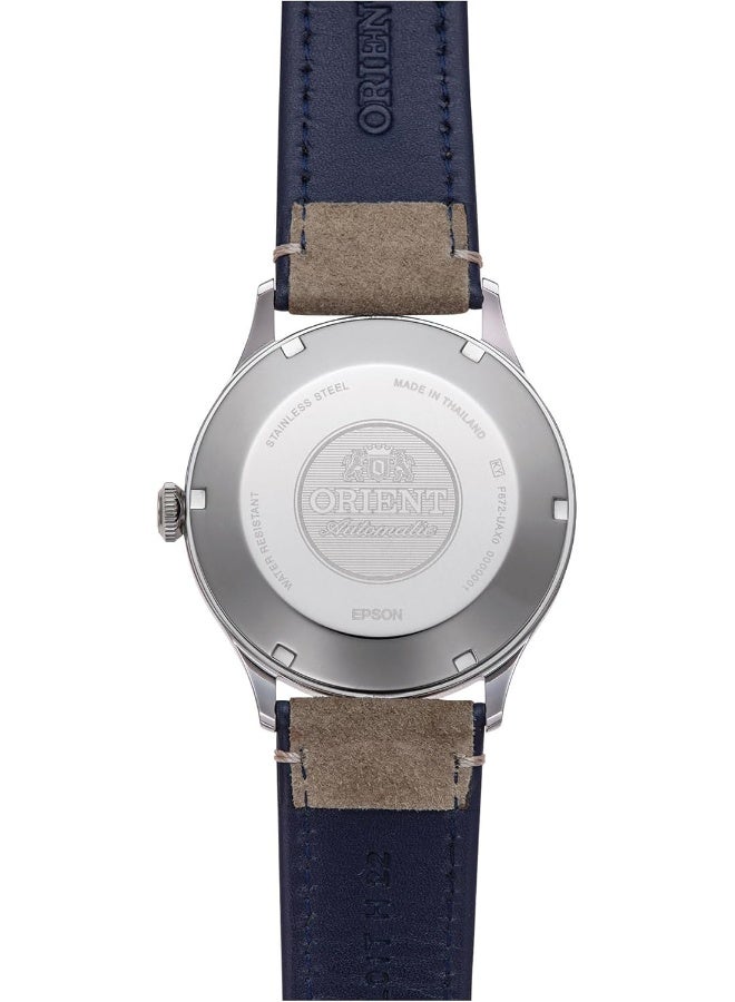 ORIENT Men Bambino Version 4 Automatic Men's Watch RA-AC0P02L10B – Navy Blue Dial, Leather Strap, Domed Crystal, 42mm Case - Image 4