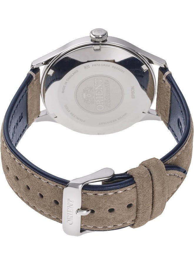 ORIENT Men Bambino Version 4 Automatic Men's Watch RA-AC0P02L10B – Navy Blue Dial, Leather Strap, Domed Crystal, 42mm Case - Image 2