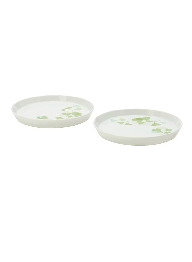 Side plate, leaf patterned white/green17 cm - Image 2
