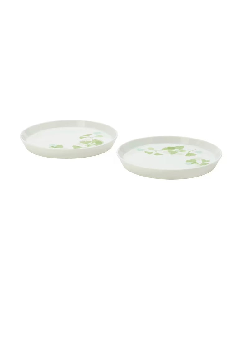 Side plate, leaf patterned white/green17 cm - Image 1