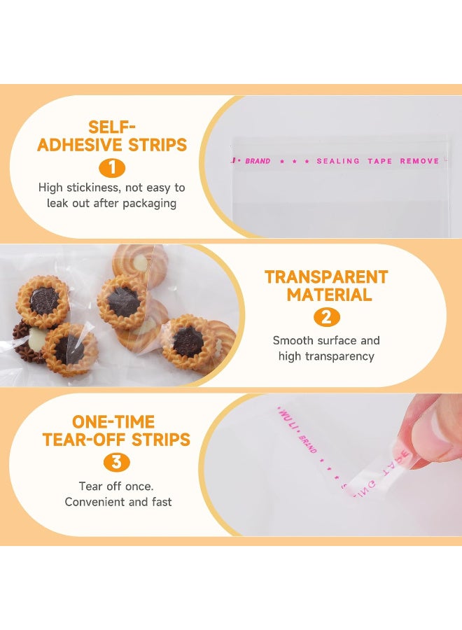 Kawkab 100 PCS 7*7 cm Self Adhesive Cute Cookie Bags, Plastic Clear Treat Bags Sealable Candy Bags for Packaging Candy Cookies Bakery Party Favor Gift Giving, Small Bags for Cookies, Sweets, Jewelry. - Image 4