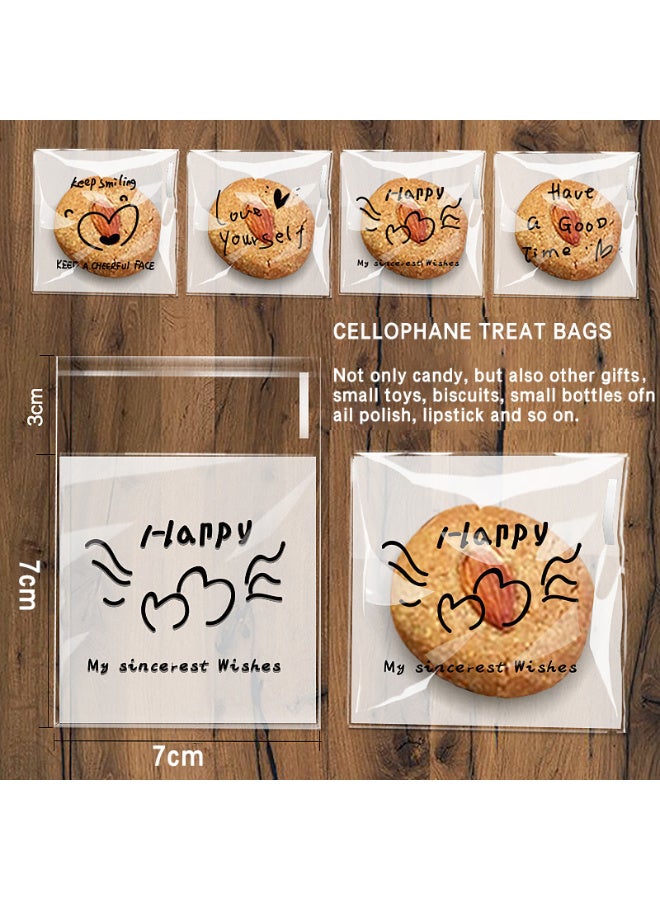 Kawkab 100 PCS 7*7 cm Self Adhesive Cute Cookie Bags, Plastic Clear Treat Bags Sealable Candy Bags for Packaging Candy Cookies Bakery Party Favor Gift Giving, Small Bags for Cookies, Sweets, Jewelry. - Image 3