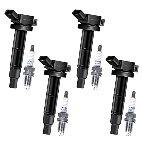 MAS Set of 4 Ignition Coil Pack & Denso 4504 Platinum Spark Plugs Compatible with Toyota Camry Corolla Matrix RAV4 Solara Lexus Scion tC xB Pontiac Vibe UF333 90919-02244 C1330 5C1299 - Image 2