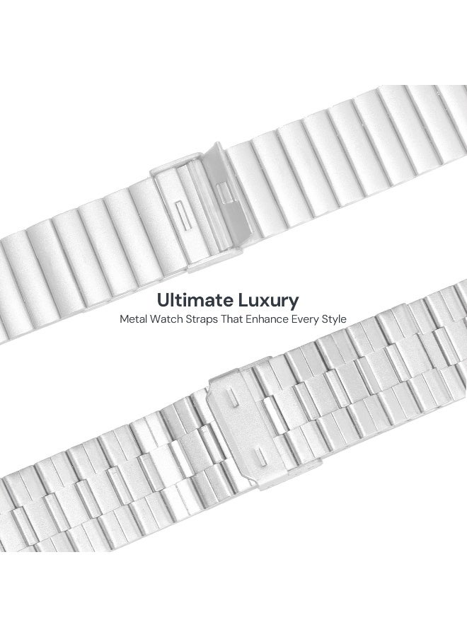 O Ozone (Pack of 3) O Ozone Compatible for Samsung Galaxy Watch Ultra LTE 47mm / Galaxy Watch 3 45mm/Galaxy Watch 46mm, 22mm Stainless Steel Metal Band Bracelet wristband for Huawei Watch GT/GT 2 46mm - Grey/Silver/Rose Gold - Image 5