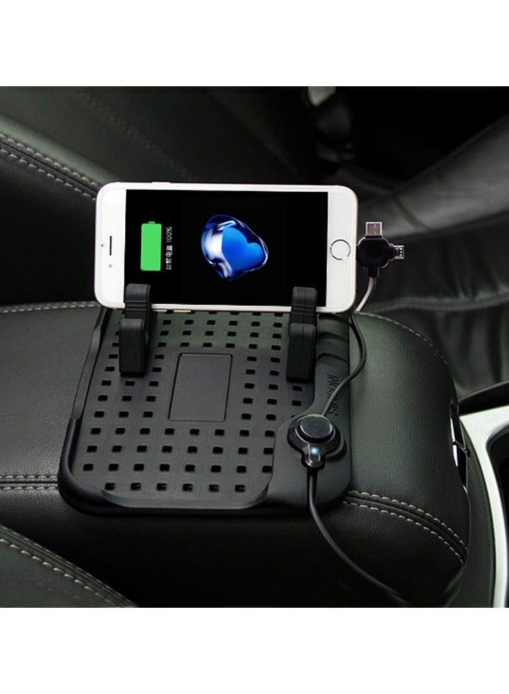 عام قفص شحن مغناطيسي للسيارة، حصيرة مانعة للانزلاق مصنوعة من السيليكون للسيارة، شاحن سيارة بثلاثة رؤوس، كابل بيانات USB، قفص تنقل للهاتف المحمول. - Image 2