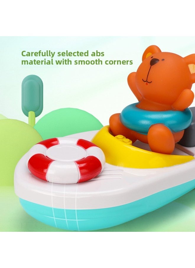 Generic - Cross Border Bathing Bath Bath Chain Cubs Speedboat Baby Spray Water Elephant Frog Octopus Whale Toy-Color:Chain Bear Speedboat * 1 + Water And Land Water * 2-Specifications:Bagged - Image 1