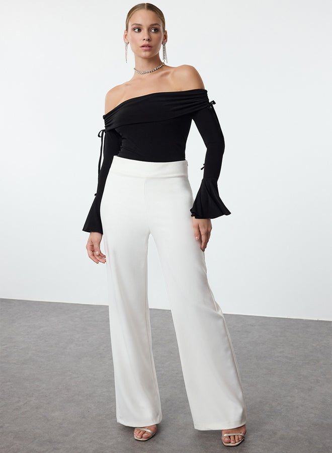 trendyol Black Carmen Collar Tie Detailed Spanish Sleeve Knitted Stylish Blouse - Image 4