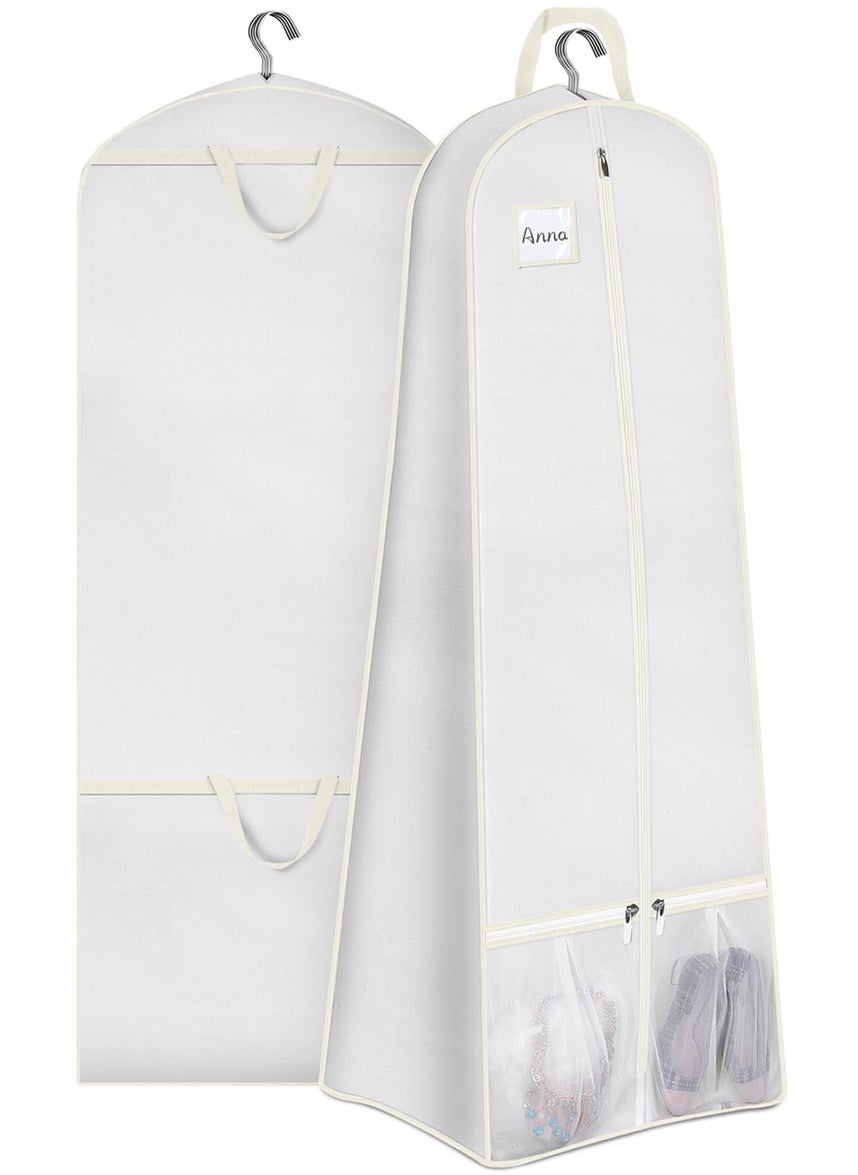 Sleeping Lamb SLEEPING LAMB 72 Bridal Wedding Gown Dress Garment Bag 15 Gusseted Garment Cover Shoe Pockets Travel Garment Storage Bag for Prom Evening Gowns White 