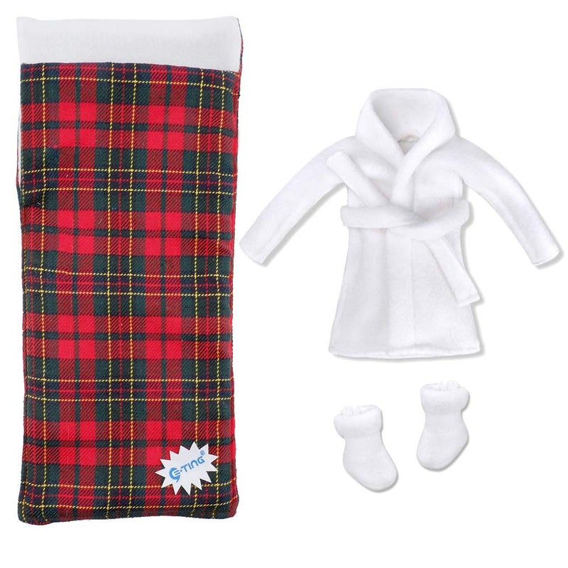 E-TING ETING Santa Clothing Bathrobe Christmas Accessories for elf Doll White Bathrobe with Sleeping Bag - Image 3
