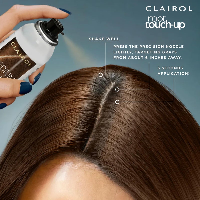 CLAIROL رذاذ تلوين الشعر المؤقت Clairol Root Touch-Up من Nice'n Easy، لون شعر بني متوسط، عبوة من قطعة واحدة - Image 4