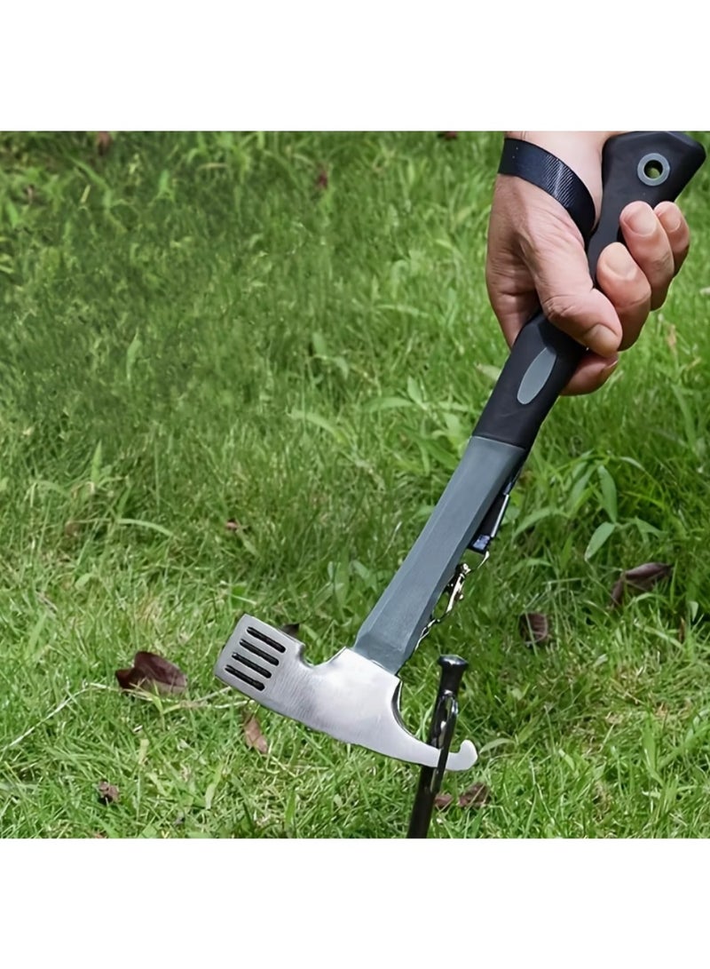 أوتاد خيام متينة ومطرقة مع حقيبة تخزين من القماش، أوتاد خيام معدنية متينة مقاس 8 بوصات ومرساة أرضية للتخييم والمشي لمسافات طويلة في الهواء الطلق - Image 4