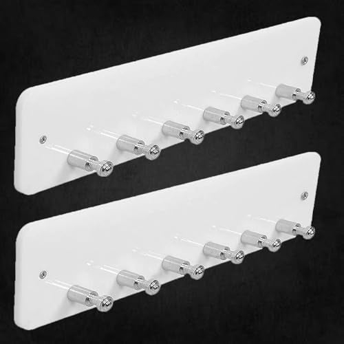 FORTUNE High Grade Acrylic Key Stand Wall Mount, 6 Hooks Cloth Holder, Jewelry Holder Multipurpose for Home, Hotels, Bathroom Accessories Decor- Black and White (Key Stand Stud, Pack of 2) - Image 1