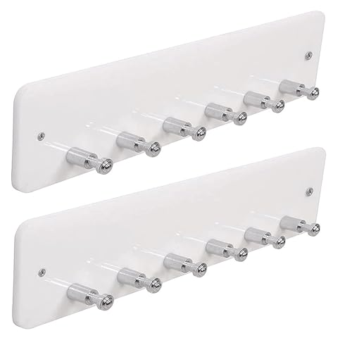 FORTUNE High Grade Acrylic Key Stand Wall Mount, 6 Hooks Cloth Holder, Jewelry Holder Multipurpose for Home, Hotels, Bathroom Accessories Decor- Black and White (Key Stand Stud, Pack of 2) - Image 5